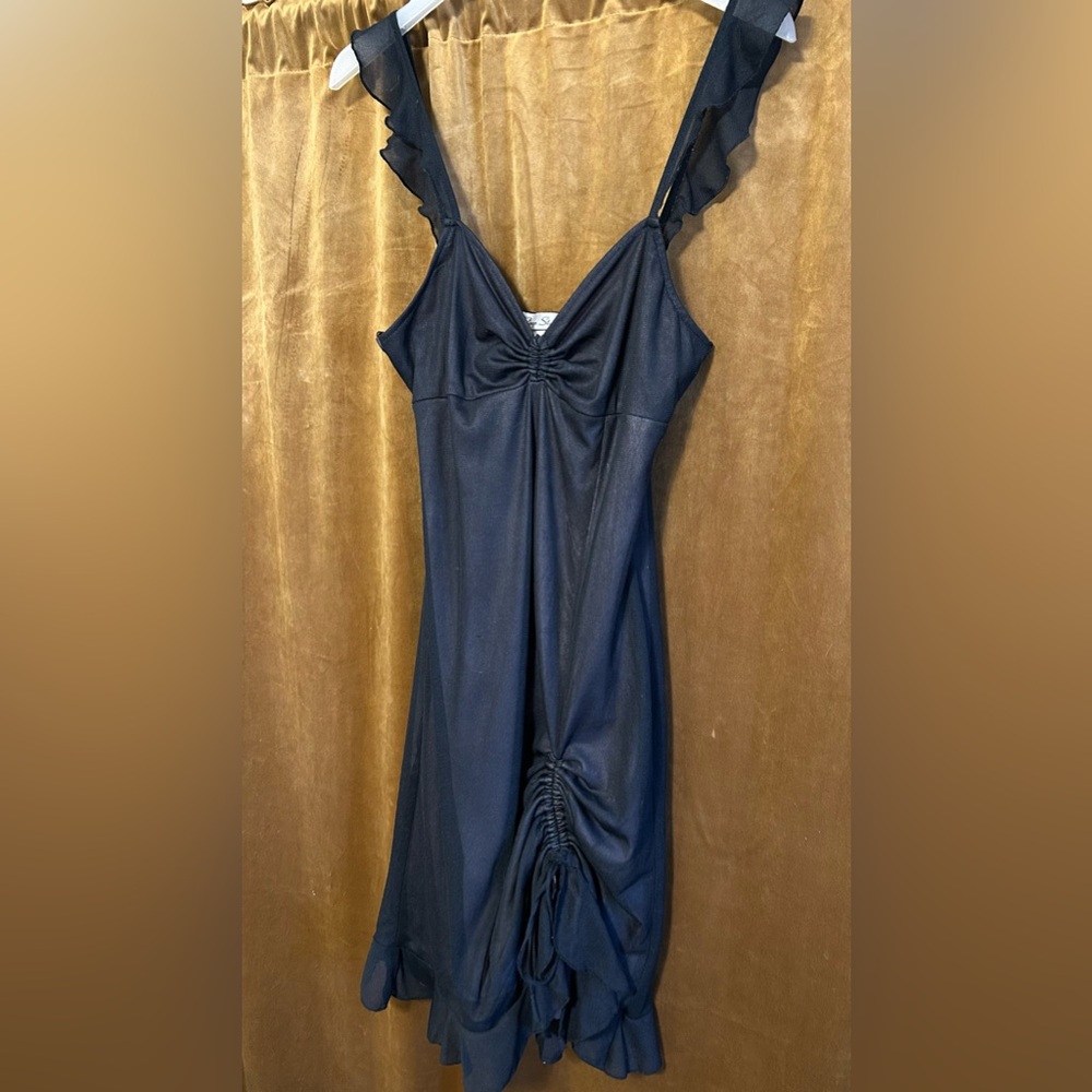 Black Midi Ruffle Y2K Vintage Dress